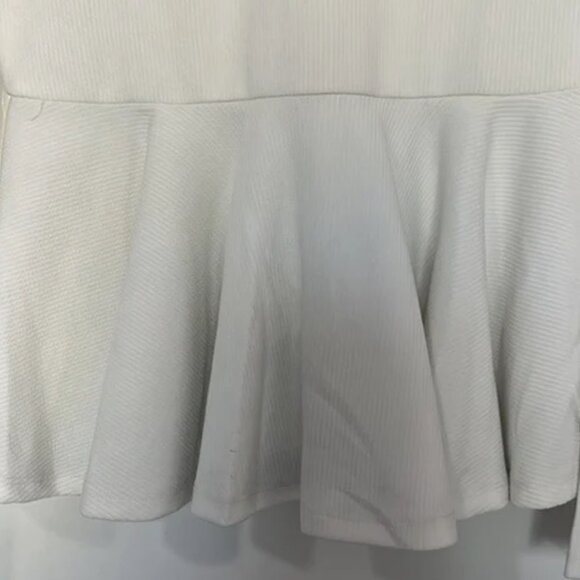 Shein White Ribbed Long Sleeve Peplum Blouse Size Med GUC #M-058 - Picture 2 of 4